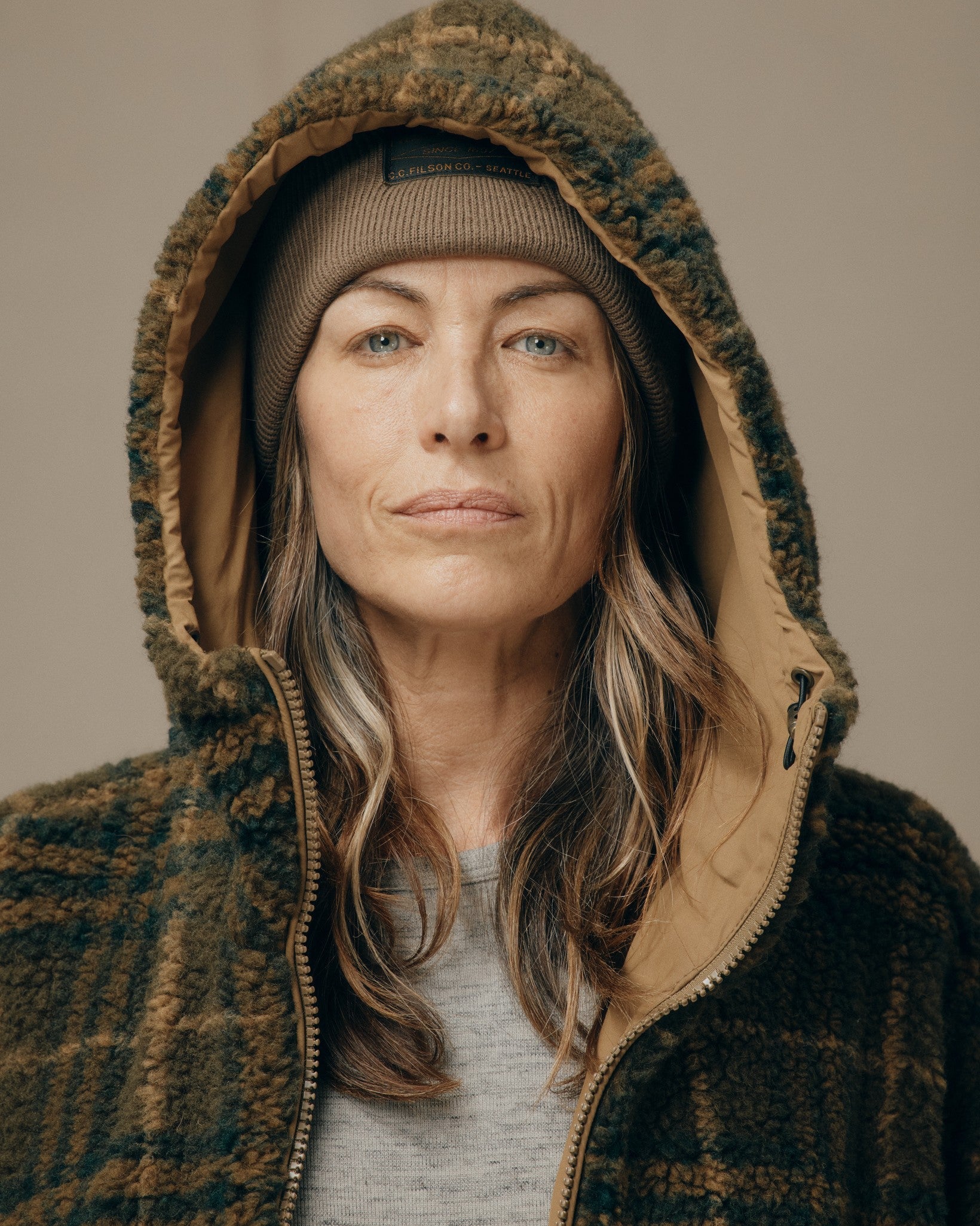 Women's Reversible Woolly Fleece Coat - Tan