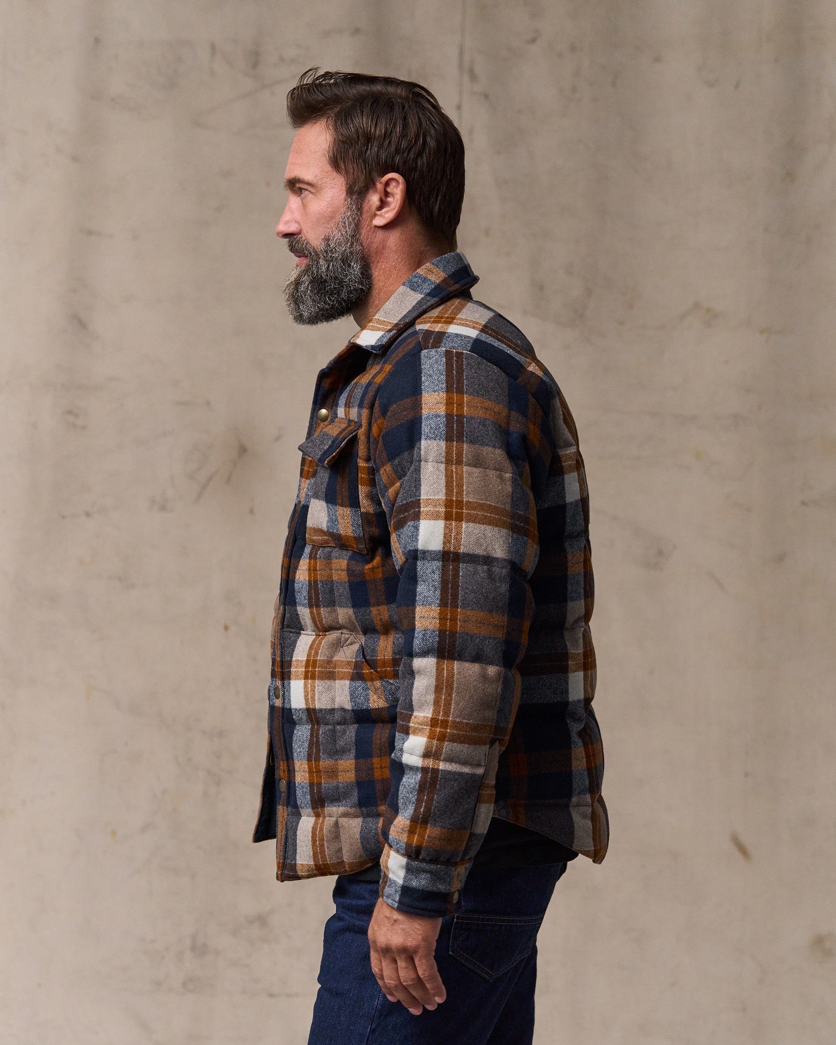 Works Jacket - Navy Bronze Plaid