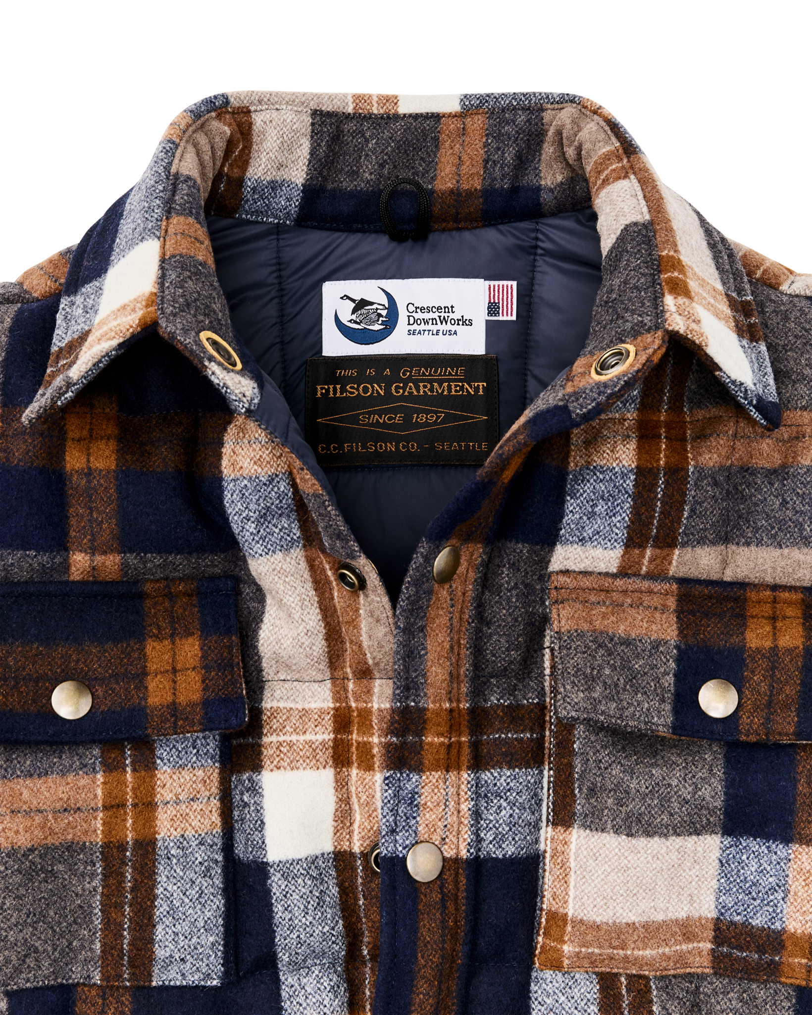 Works Jacket - Navy Bronze Plaid
