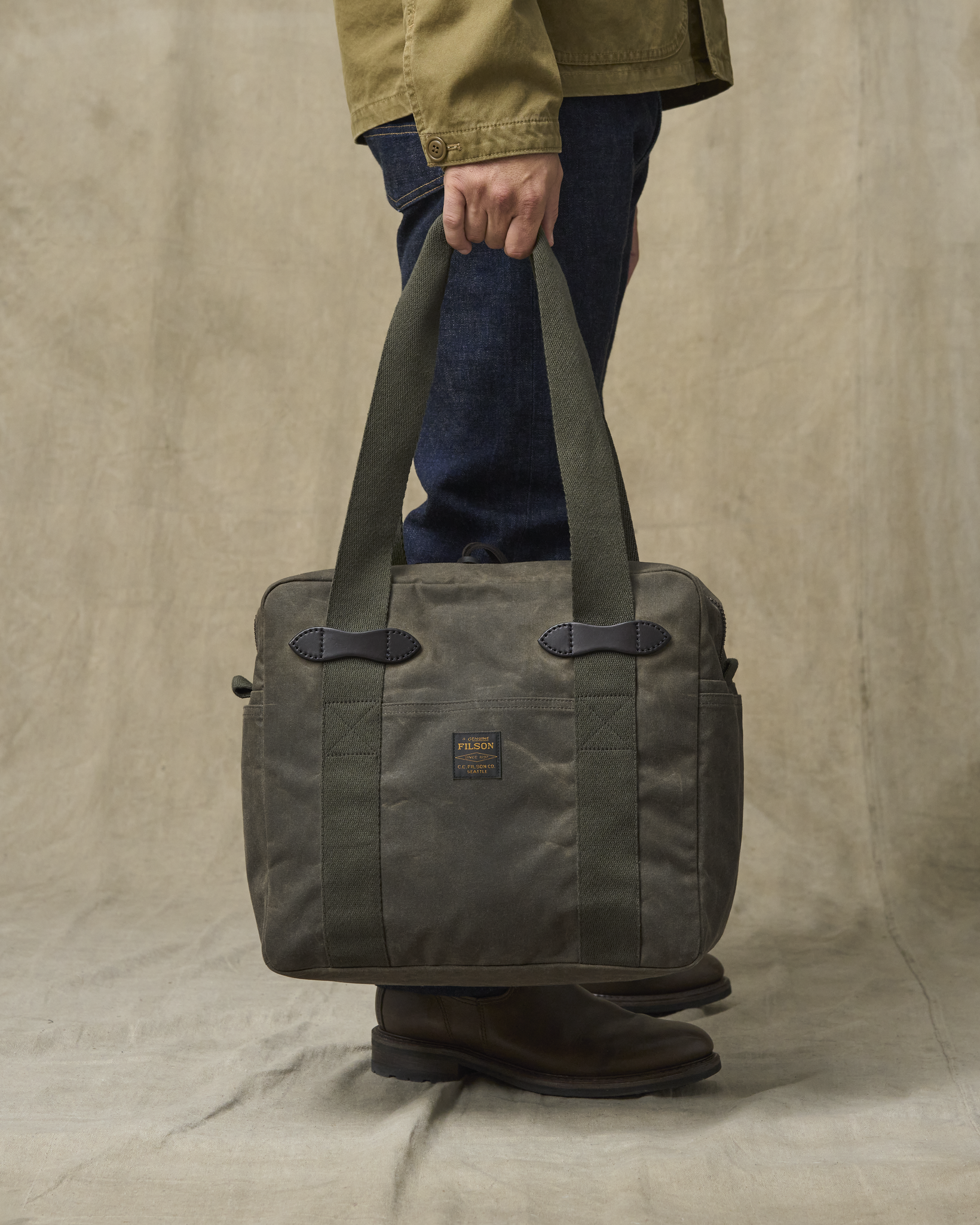 Tin Cloth Zipper Tote Bag - Otter Green