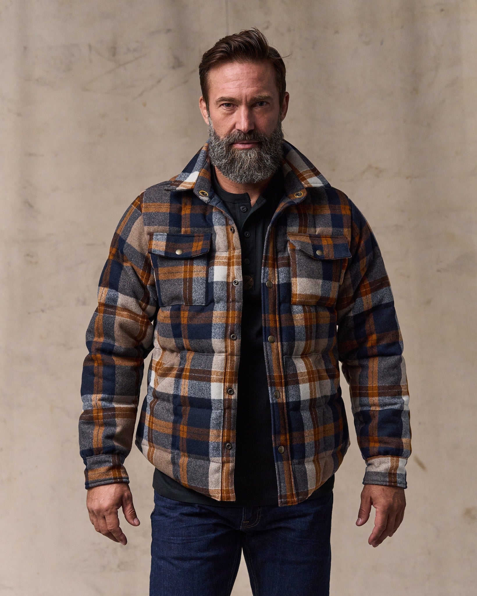 Works Jacket - Navy Bronze Plaid
