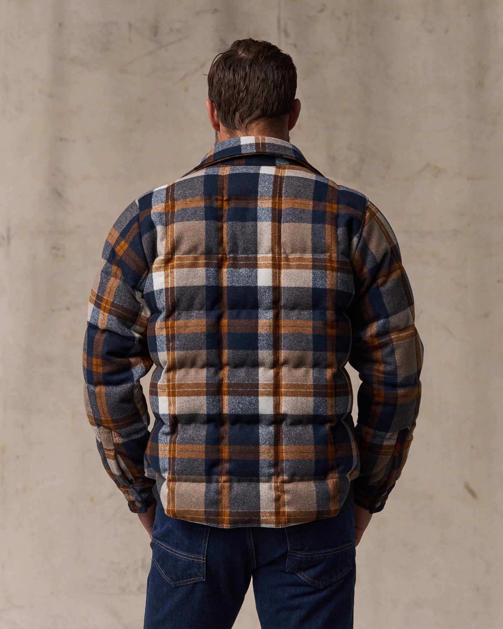 Works Jacket - Navy Bronze Plaid